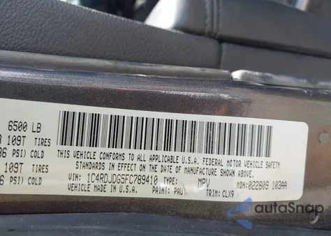 2015 Dodge Durango Limited из США, поврежденный, VIN 1C4RDJDG5FC789410